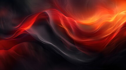 Abstract flowing red and black smoke wave pattern, blending vibrant colors with fluid motion to create a dynamic, captivating visual art.