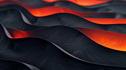 Fototapeta premium Abstract waves in black and fiery red tones creating a stunning modern design pattern, perfect for backgrounds or artistic projects.