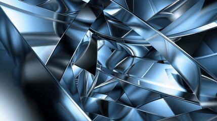 A futuristic abstract composition with metallic colors and geometric shapes, evoking a sense of technology and innovation