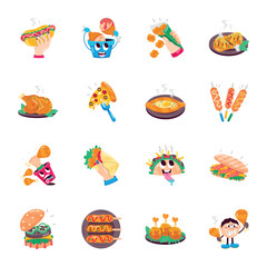 WebCollection of 16 Fast Food Flat Stickers 

