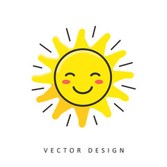 happy smiling sun vector design isolated illustration
