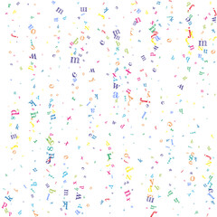 Scattered letters of latin alphabet. Colorful