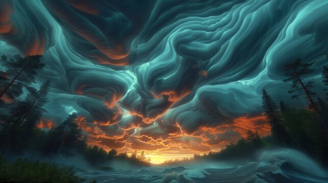 Undulatus asperatus  chaotic wave-like clouds