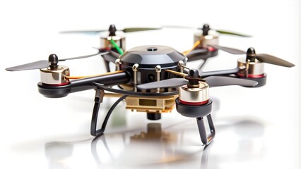 Compact Drone with Camera Isolated on White Background