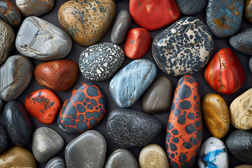 smooth colourful speckled pebbles, rock wallpaper background