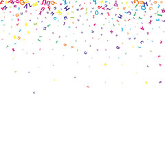 Flying latin letters. Colorful childish scattered