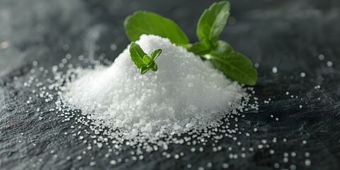 Stevioside powder from stevia plant E960 food additive sugar substitute. Concept Food Additives, Stevia Plant, Sugar Substitute, Stevioside, E960