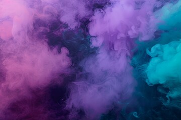 Fototapeta premium Multicolored smoke puff cloud design elements on a dark background - generative ai . Beautiful simple AI generated image in 4K, unique.