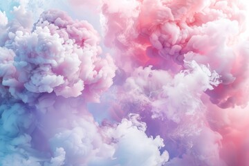 Fototapeta premium From the middle of the bluish-pink smoke, white clouds erupt, fly up and mix with the total mass.. Beautiful simple AI generated image in 4K, unique.