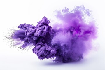 Fototapeta premium From the middle of the bluish-pink smoke, white clouds erupt, fly up and mix with the total mass.. Beautiful simple AI generated image in 4K, unique.