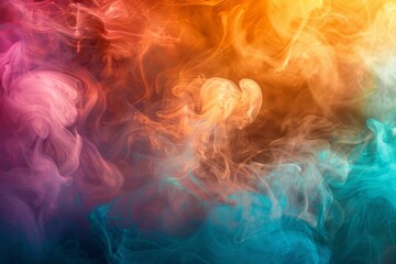 Obraz premium From the middle of the bluish-pink smoke, white clouds erupt, fly up and mix with the total mass.. Beautiful simple AI generated image in 4K, unique.