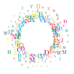 Falling letters of English language. Colorful