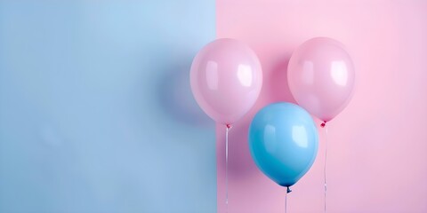 Gender reveal party with pink and blue balloons promoting gender equality. Concept Gender Reveal Party, Pink and Blue Balloons, Gender Equality, Celebration, Inclusive Event