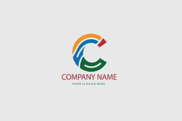 Obraz premium Modern and Minimal layered letter C logo, simple initial C monogram logo vector template
