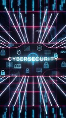 Naklejka premium cybersecurity experts blockchain Key Formed from Binary Code Goes Into an Abstract Lock Background