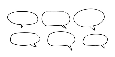 Speech bubbles, hand drawn vector doodle symbols of discussion isolated on white