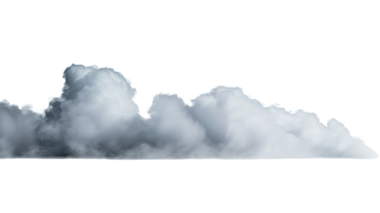 Beautiful white fluffy cloud isolated on a transparent background. Ideal for weather, nature, and cloudscape projects.