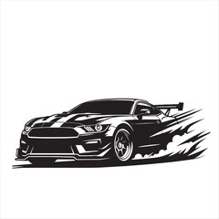 Obraz premium sports car silhouette simple design with white background