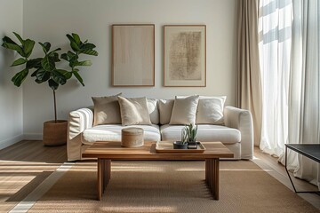 clean modern living room with a single piece of furniture