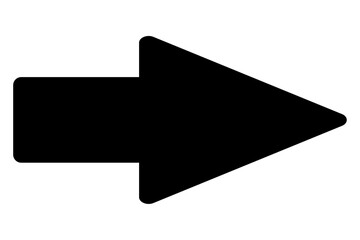 Black straight right arrow isolated on white background. Street navigator, flat clipart, road sign, minimalistic style. Vector illustration.