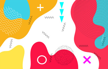 Colorful Abstract Cartoon Color Splash Background Childish playground. Geometric Vector Kid Design for Banner, Wallpaper, Poster