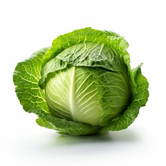 Fresh Green cabbage isolated on a white background