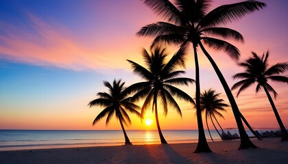 Obraz premium Landscape of paradise tropical island beach sunset