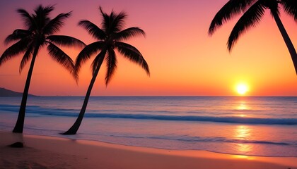 Fototapeta na wymiar Landscape of paradise tropical island beach sunset