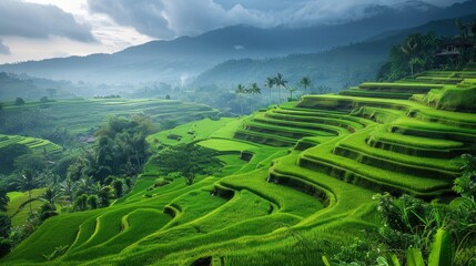 Fototapeta premium Sunlit Rice Terraces