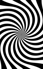 Spiral Swirl Radial Hypnotic Psychedelic illusion rotating background Vector black and white quality vector illustration cut