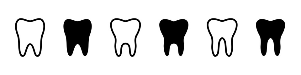 Tooth icon. Teeth vector set. Dentist sign isolated.