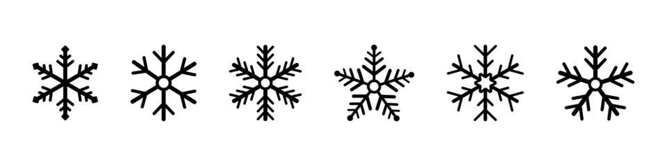 Snoeflake icon. Snow flake sign. Snow vector set. Isolated frost symbol on white background.