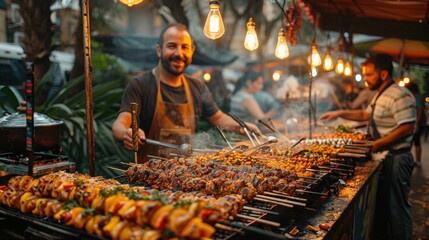 Vibrant Street Food Market Scene Captured with Canon EOS M6 - Lively Foodie Photography