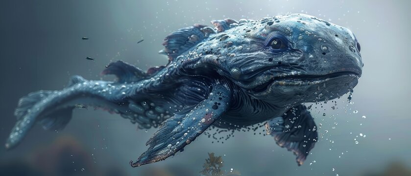 Aquatic alien with fins and gills, underwater extraterrestrial