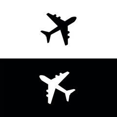 Airplane icon logo vector design black and white background