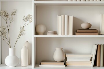 minimalist bookshelf with a few carefully placed books