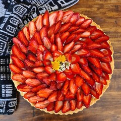 Homemade strawberry tart with custard cream