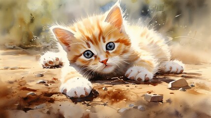 A cute orange and white kitten 