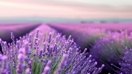 Fototapeta premium Abstract background of colorful nature scenes featuring vibrant floral patterns of lavender fields where the purple blooms stretch out creating a vast and aromatic landscape Illustration, Image, ,