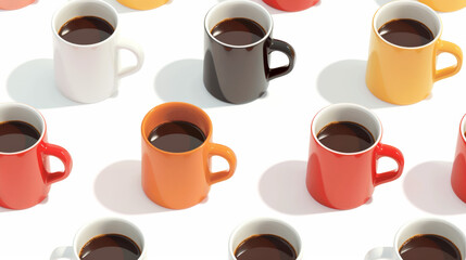 Obraz premium Pattern of coffee cups isolated on white background