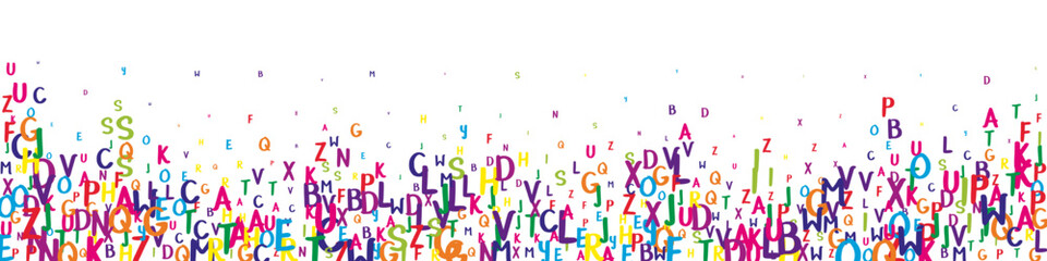Falling letters of English language. Colorful