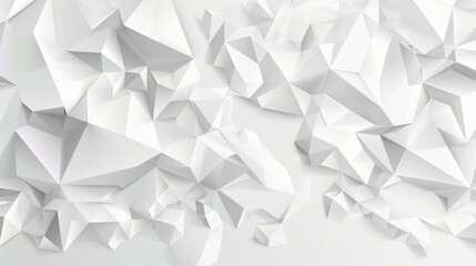 Fototapeta premium A 3D rendered image showcasing abstract geometric low poly patterns made from numerous interconnected white polygons creating a beautiful minimalist texture.