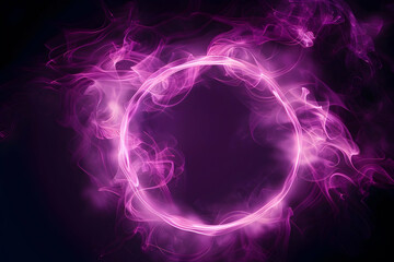 Naklejka premium Vibrant, mystical pink energy ring with swirling smoke effect on dark background, perfect for fantasy and sci-fi themed projects.