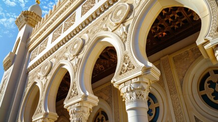 Obraz premium Close-up of the intricate architecture of the Jumeirah Mosque