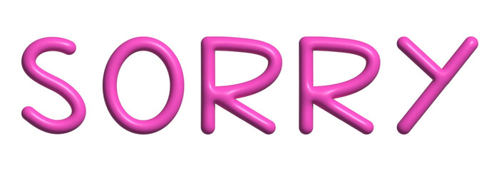 Sorry. 3d apologize message in pink isolated on white.Vector graphic illustration.