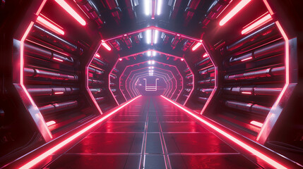 Futuristic Spaceship Tunnel with Neon Lights and Sci-Fi Vibes