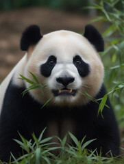 Fototapeta premium panda eating bamboo