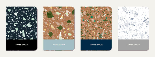 School notebook cover design. Terrazzo abstract