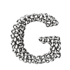 Symbol made of black volleyballs. letter g