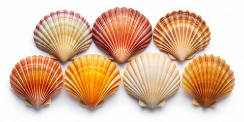 set with seashells and sea shells isolated on a white background 